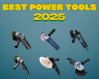 Power tool suppliers in India showcasing electric drills, grinders, and saws with export-ready packaging in a modern factory background.